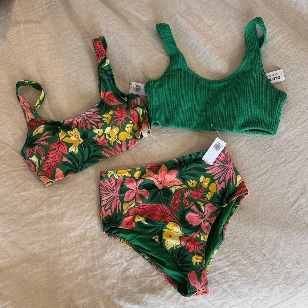 Old Navy Floral Bikini Set with Green Top